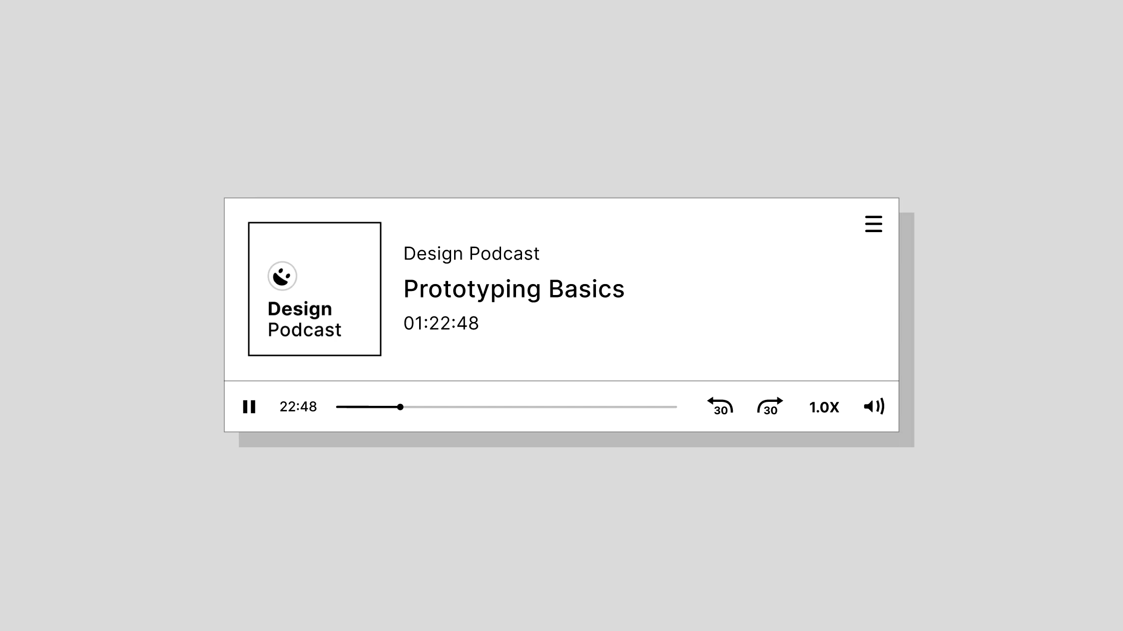 An animated gif showing how Wistia's audio player can be resized to different configurations ranging from the default to a compact, more mobile-specific size.